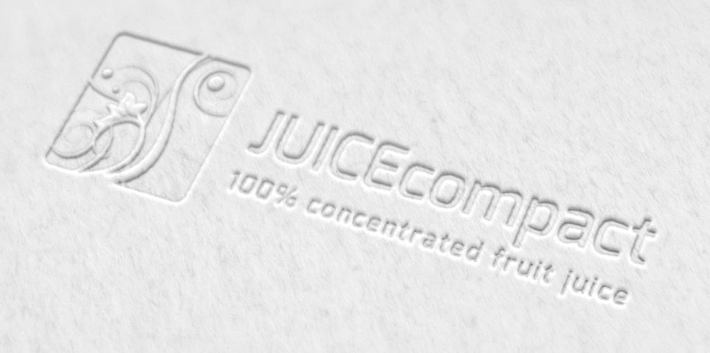 Juice Compact logo design simulation presentation on white paper background